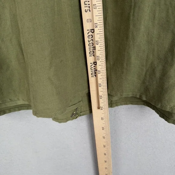 Maeve Skirt Womens 14 Green Embroidered Button A-Line Linen Blend Boho Fairy - Picture 13 of 15